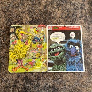 Vintage Sesame Street Tray Puzzles Kids Cookie Monster Big Bird Bert Oscar